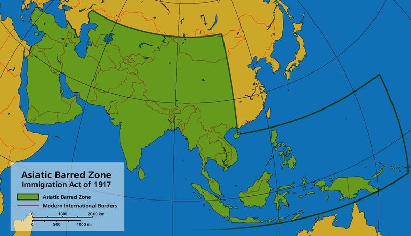 NEW LAWS 4. In 1917, US passed law that imposed a literacy test & created an Asiatic Barred Zone to shut out Asians.