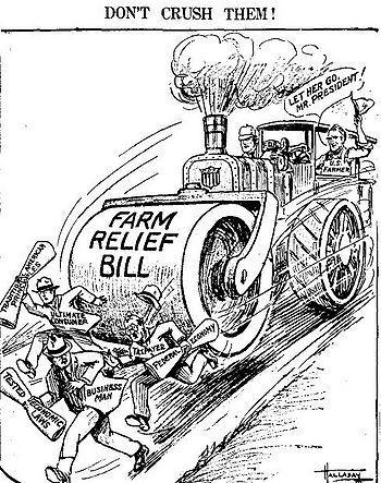 Frustrated Farmers Peace after WWI brought an end to government subsidized high prices and massive purchases by other nations Us of tractors created massive surpluses in the upper Midwest wheat belt,