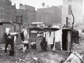 To raise cash to pay their stock debts, people began selling anything of value, including this car. Shantytowns appeared in many cities during the Depression as homelessness and unemployment rose.