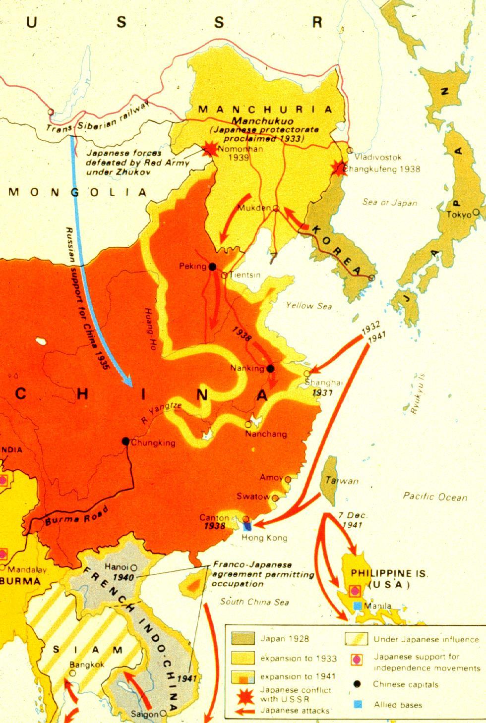 Hideki Tojo) sought total control of Pacific (resources)