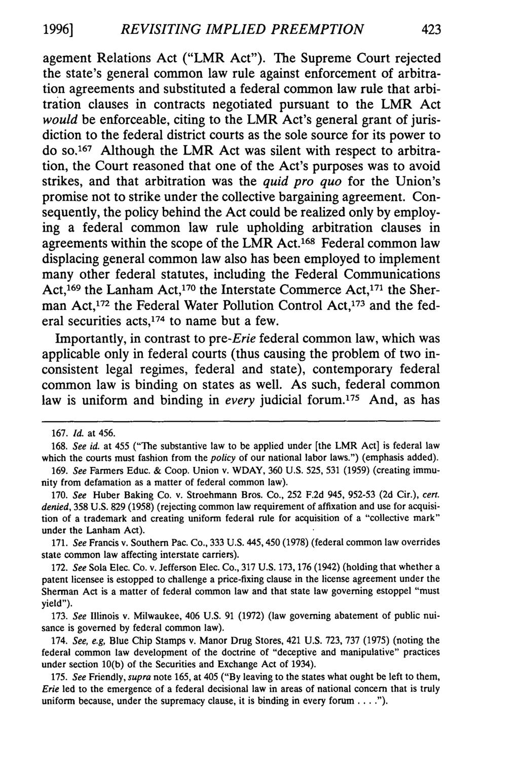 1996] REVISITING IMPLIED PREEMPTION agement Relations Act ("LMR Act").