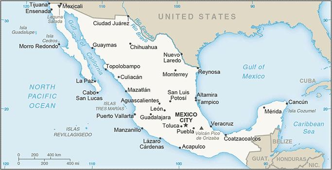 capital and urban centers along US-Mexico border and more. The country also faces problems with corruption and is considered a major drug production and transit nation.