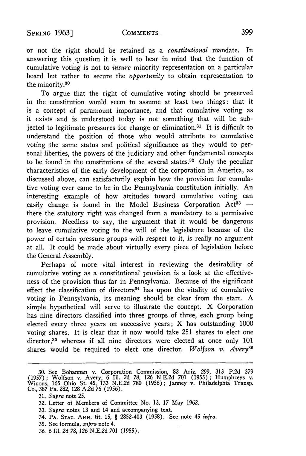 Villanova Law Review, Vol. 8, Iss. 3 [1963], Art. 3 SPRING 1963] COMMENTS. or not the right should be retained as a constitutional mandate.