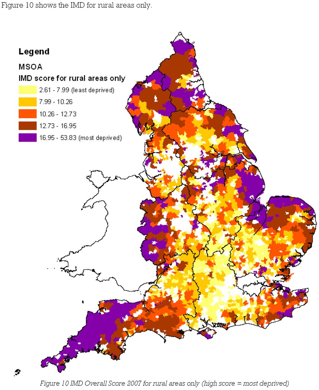 It is apparent that mst areas defined as sparse have high levels f deprivatin, as d frmer mining areas in areas such as the Nrth East, Yrkshire and the Humber and the East Midlands, as well as sme