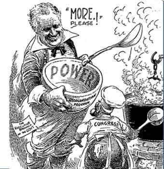 Political Cartoons 1. How is FDR portrayed in the cartoon? 2. What does he want? 3. Who is he going to get it from? 4. Does he desire what he is requesting?