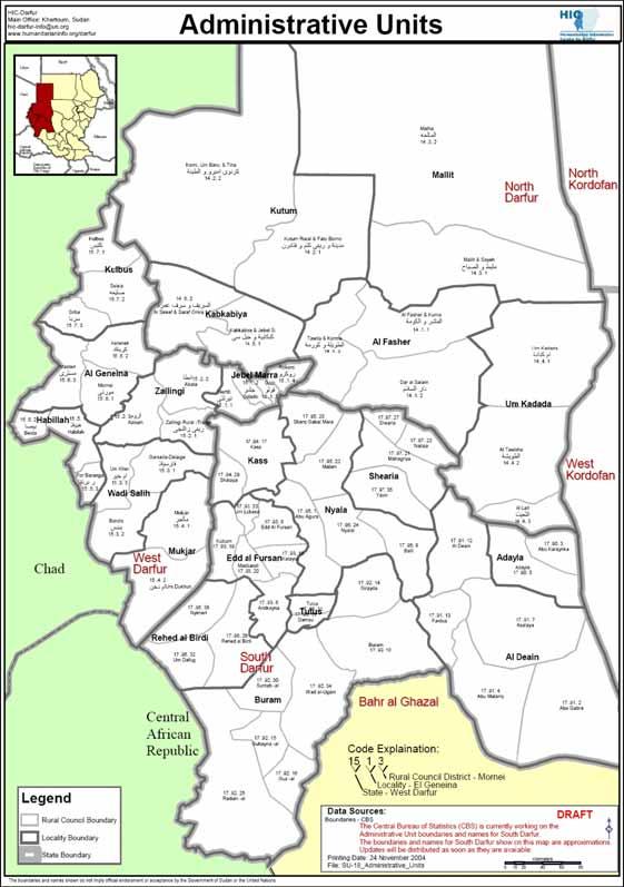 Darfur: Administrative Unit 14 14 Humanitarian Information Centre (HIC) for Darfur, Map
