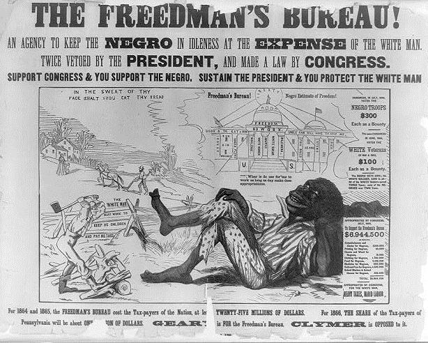 The Freedmen s Bureau was assigned the following tasks: To aid refugees and freedmen by furnishing food, giving medical care, establishing schools, supervising labor contracts, managing abandoned and