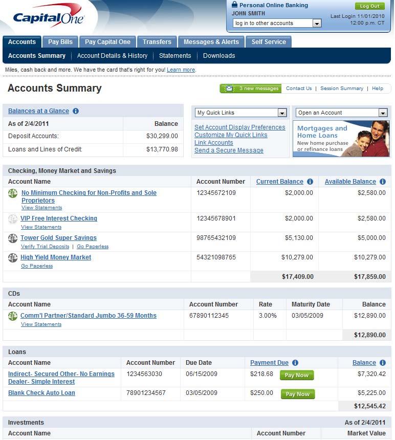 Case 1:99-mc-09999 Document 223 Filed 03/19/12 Page 5 of 13 PageID #: 12863 transactional features are exemplified, in part, by the following screenshot of the Capital One