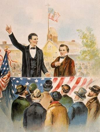 Lincoln Douglas Debates In 1858, Abraham Lincoln challenged incumbent Stephen Douglas for his seat in the