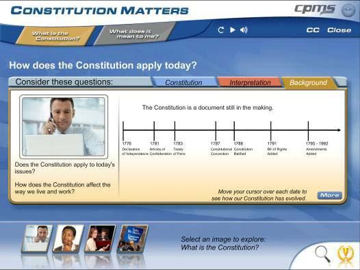 Section 1: How does the Constitution apply today? D-Link Under the Background tab of How does the Constitution apply today? topic, a timeline showing the key milestones in our Constitution s history.