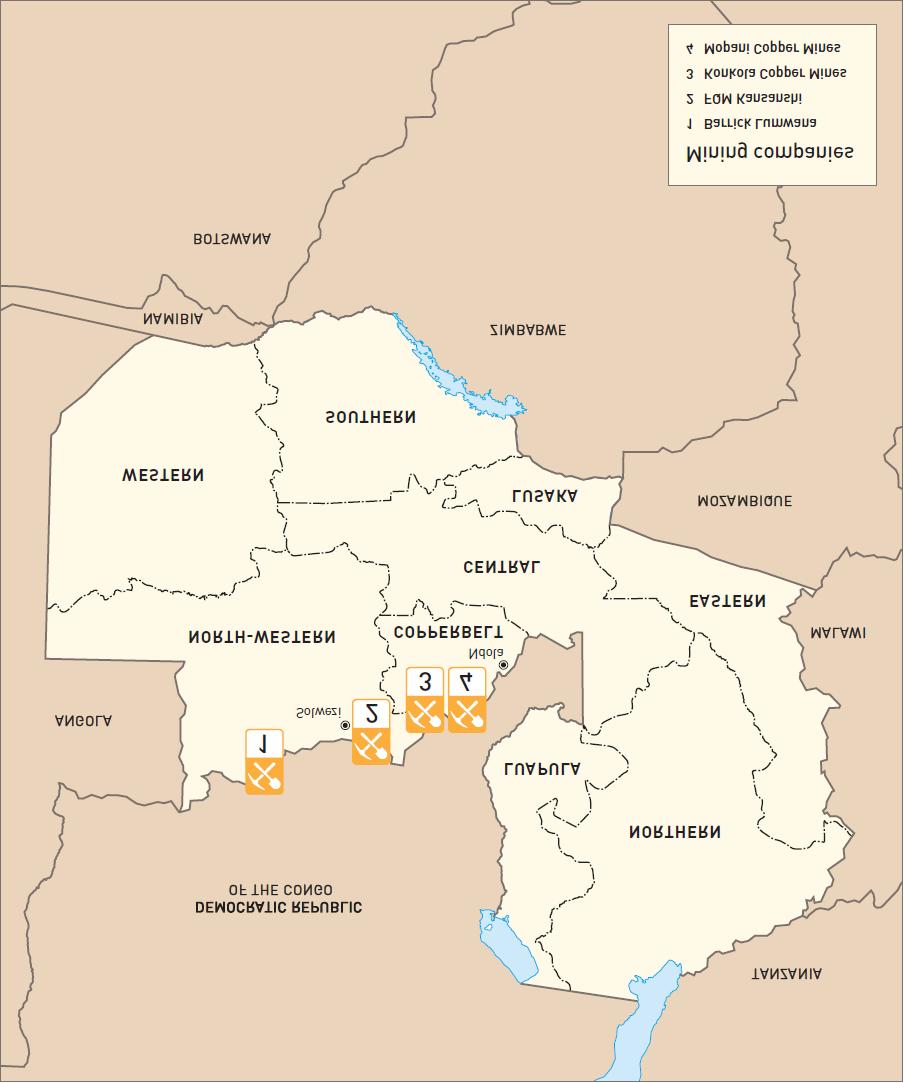 Source: Mining Partnership for Development (2014: 32) Figure 1 Map of Zambia indicating locations of mining extractives The other minerals outlined above are found in various parts of the country.