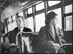 Rosa Parks refuses to give up her seat.