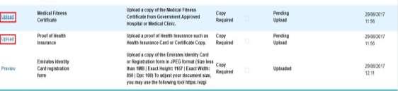 26. Upon receipt of the medical test results document, upload it in the same service request SR Documents under Medical Fitness Certificate.