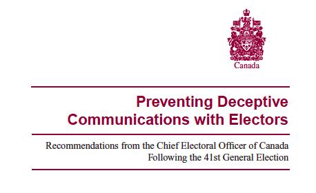Current Proposals from Elections Canada (March 2013) Privacy Code of Practice for