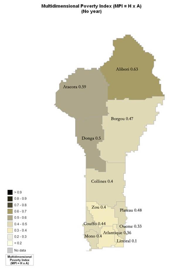 Multidimensional at the ub-national Level In addition to providing data on multidimensional poverty at the national level, the MPI can also be 'decomposed' by sub-national regions to show disparities
