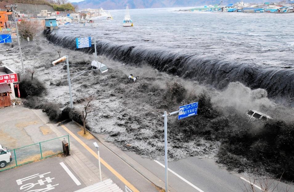 by tsunamis.