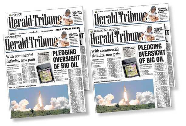 The Herald-Tribune publishes four separate editions seven days a week. The Herald-Tribune publishes more than 1,200 local stories a month more than three dozen a day.