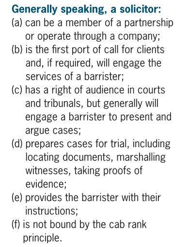 Responsibilities of a Barrister include: - Argue cases before civil, criminal and industrial courts - Argue cases before tribunals and arbitrators - Provide advice and opinions about difficult legal