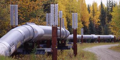 The 800-mile-long Trans Alaska Pipeline System (TAPS) one of the largest pipeline systems in the world.