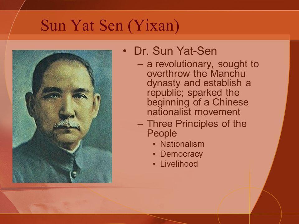 Decline of the Manchus/Qing Dynasty Revolution of 1911 Sun