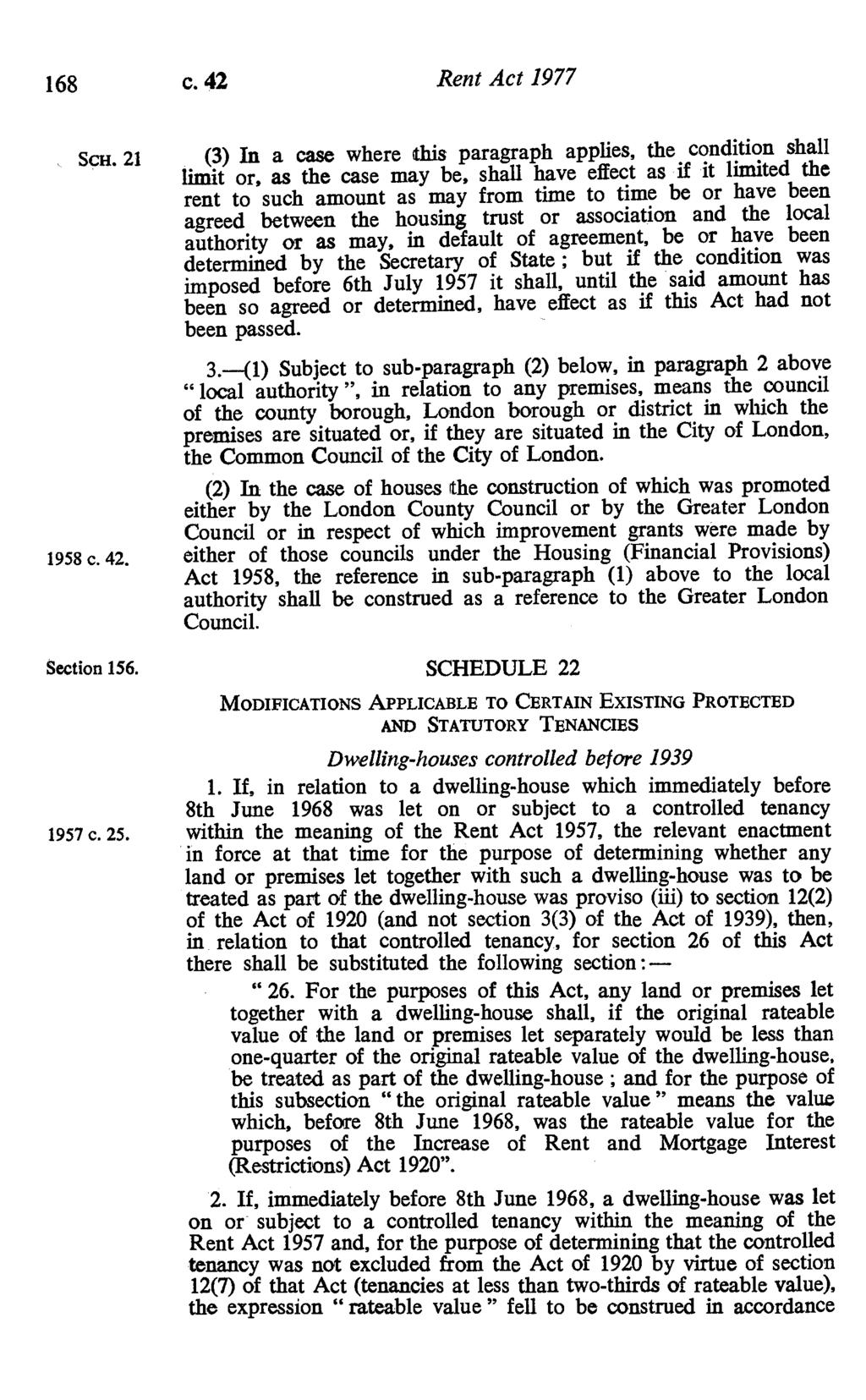 168 c. 42 Rent Act 1977 ScH.
