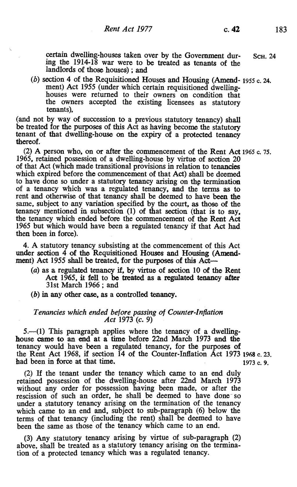 Rent Act 1977 c. 42 183 certain dwelling-houses taken over by the Government dur- Scx.
