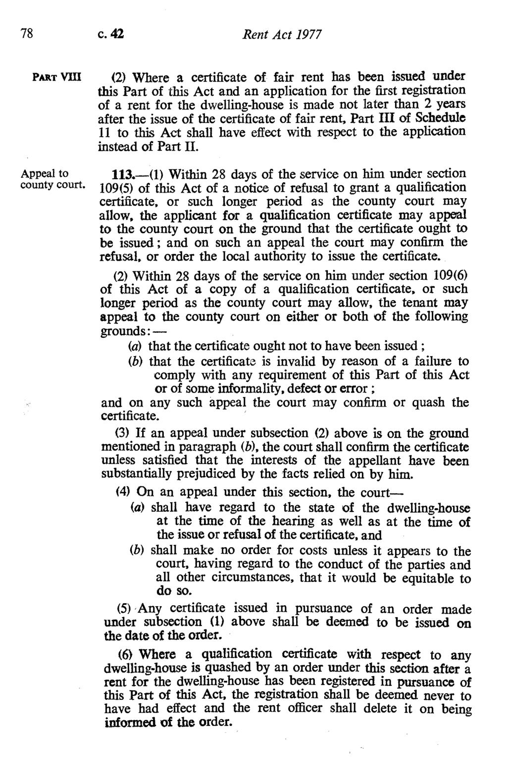 78 c. 42 Rent Act 1977 PART VIII Appeal to county court.