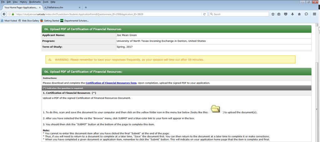 06. Upload PDF of Certification of Financial
