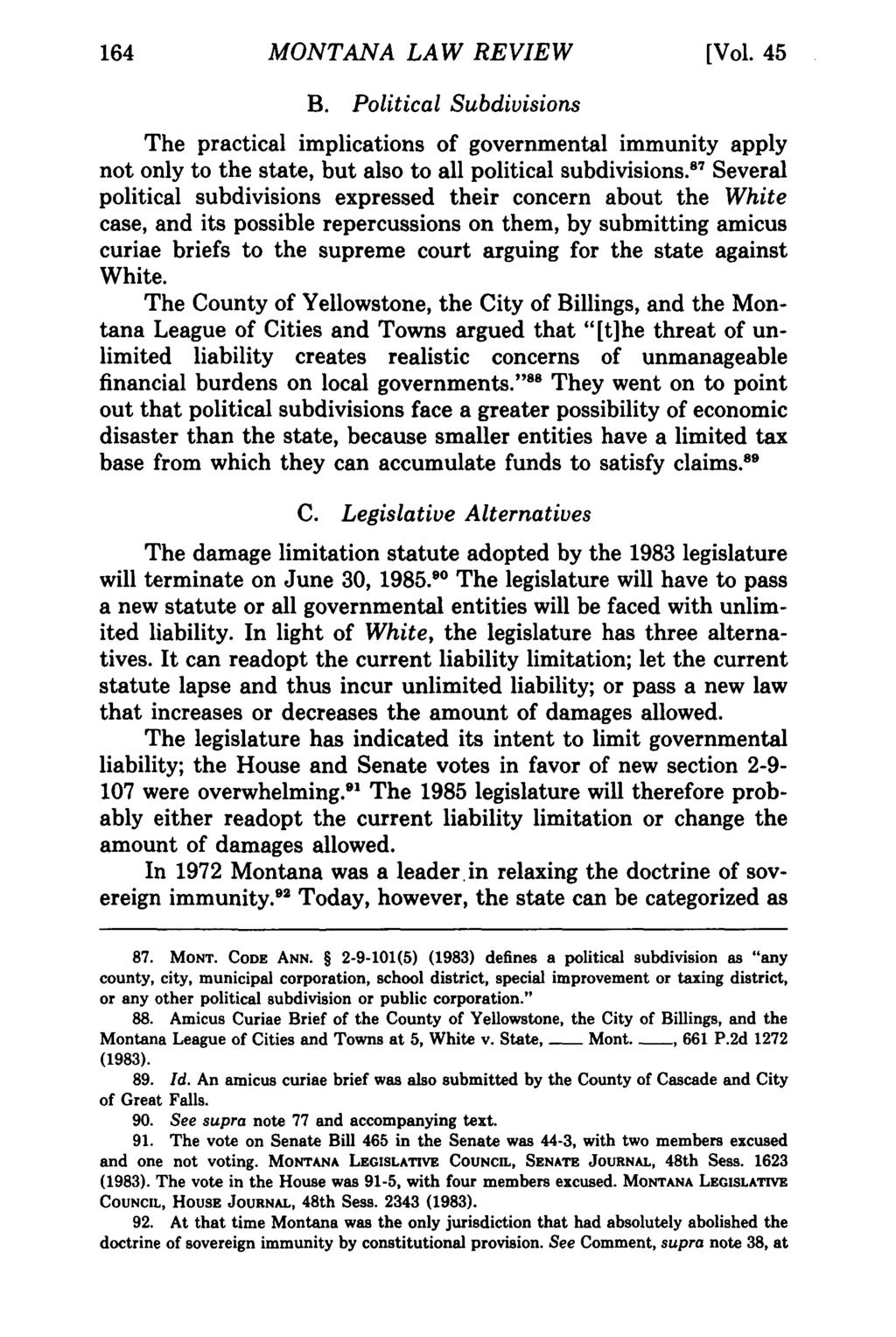 MONTANA Montana Law Review, LAW Vol. 45 REVIEW [1984], Iss. 1, Art. 7 [Vol. 45 B.