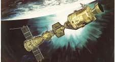 Apollo 18 spacecraft links up with the Soviet Soyuz 19 in orbit around Earth.