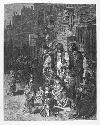 Source 1: Wentworth Street, Whitechapel, 1872, Gustav Dore Source 2: Bethnal Green: Mansford Street, Dr Neil