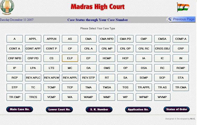 2. Case Status via Touch Screen ( E- Kiosk ) The case status of Madras High Court is also accessible via Touch Screen installed at the Information Counter by the user himself on free