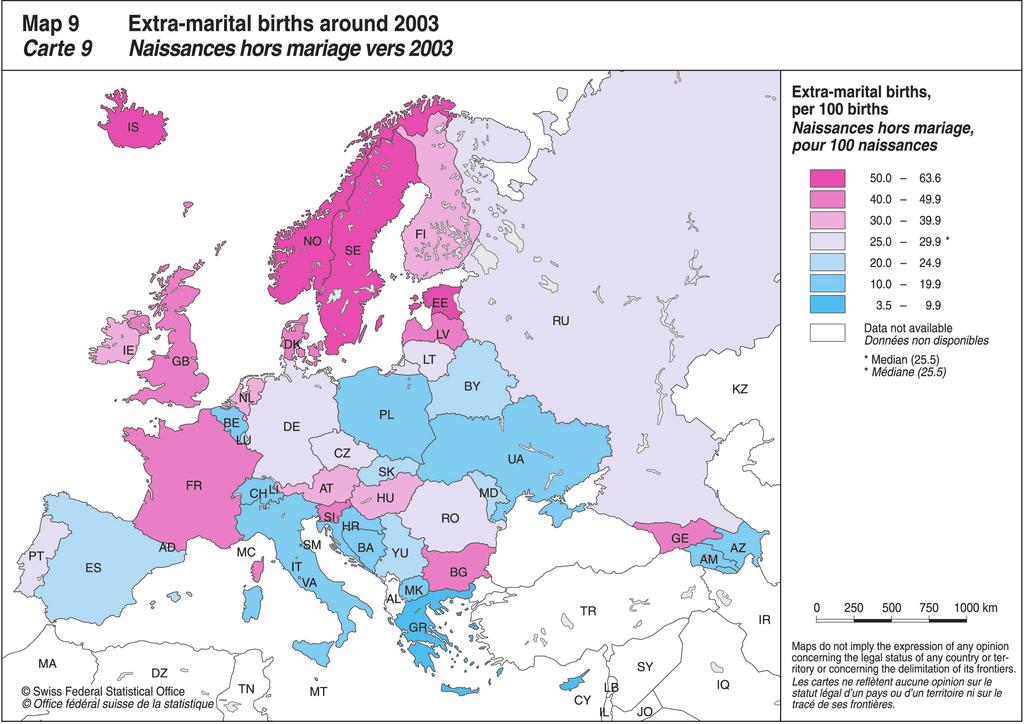 Introduction Figure 13 Ten highest and ten lowest extra marital fertility rates in Europe, 2002 Estonia Georgia Denmark France Latvia