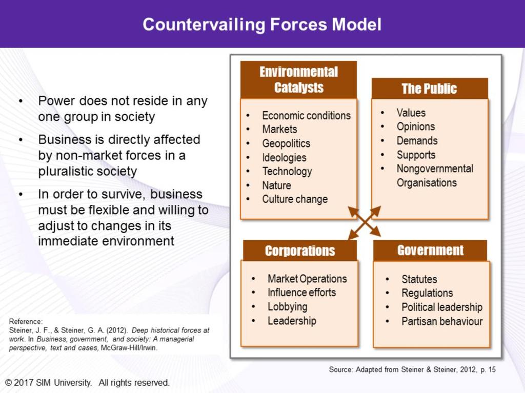 The countervailing forces model offers a counter example to the dominance model.