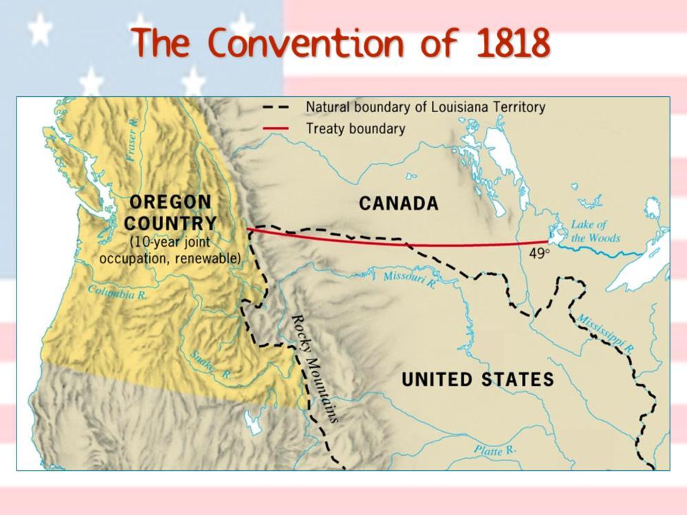 US and UK wills share Oregon, and the boundary b/w canada and US will be 49 th parallel. Soon after, US settlers began to dominate the sharing.