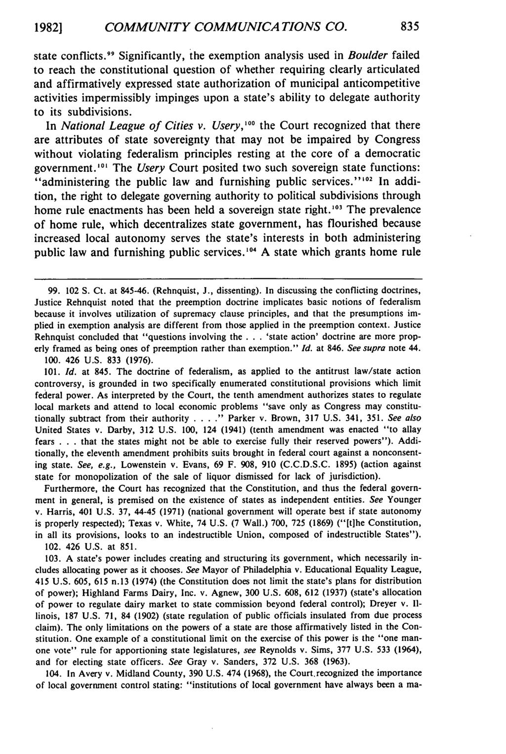 19821 COMMUNITY COMMUNICATIONS CO. state conflicts.