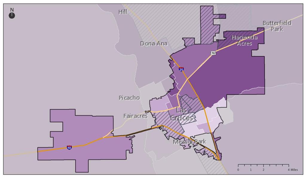 An Equity Profile of Las Cruces PolicyLink and PERE 65 Connectedness Longer commute times for residents outside of the city center Workers with the longest commute times tend to live in the northeast