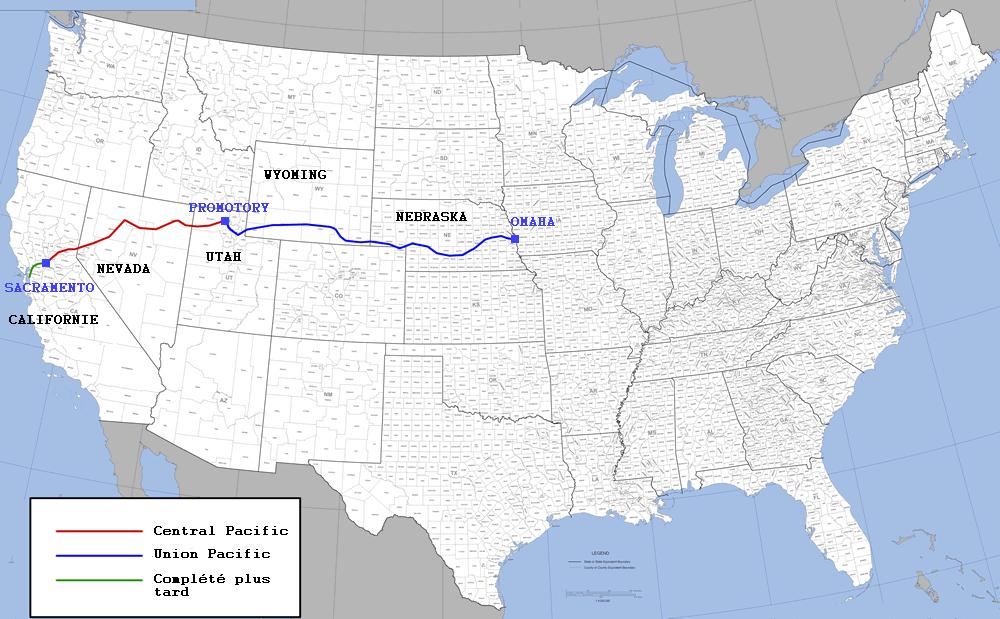 Transcontinental Railroad Until 1850, railroads only reached as far west as Omaha, Nebraska.