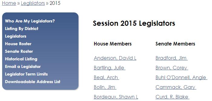 To view a legislator s profile page, click their name or, if you re not sure who your legislator is, use the two options explained below: Clicking the Who Are My Legislators link takes you to a