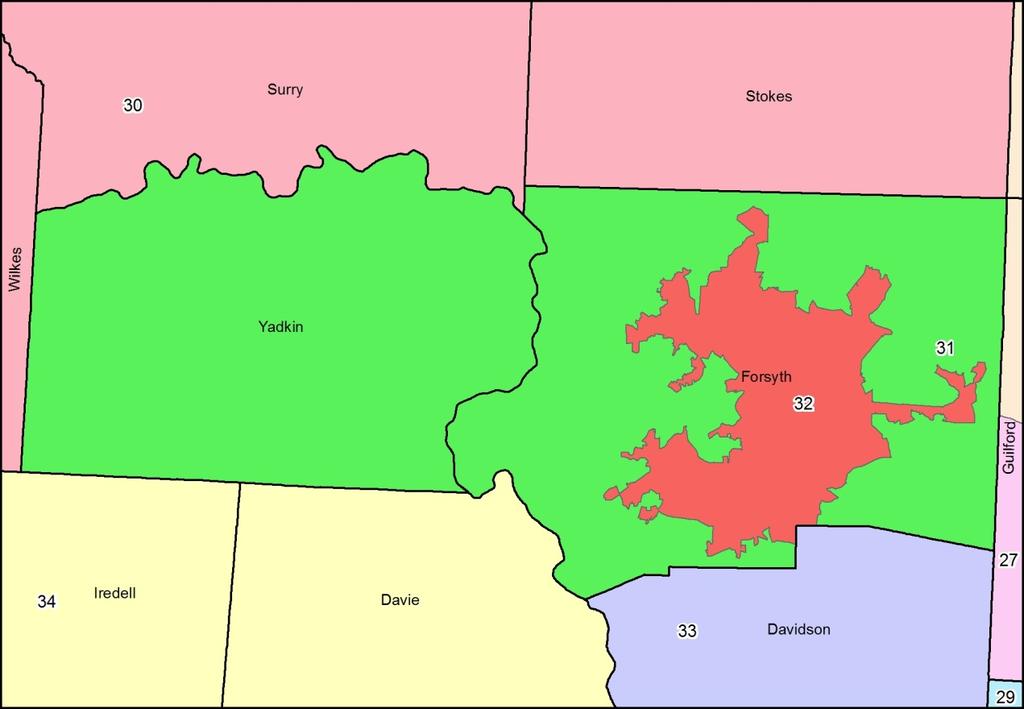 311. Below is a map of Rucho Senate 2 Districts 31 and 32. 312.