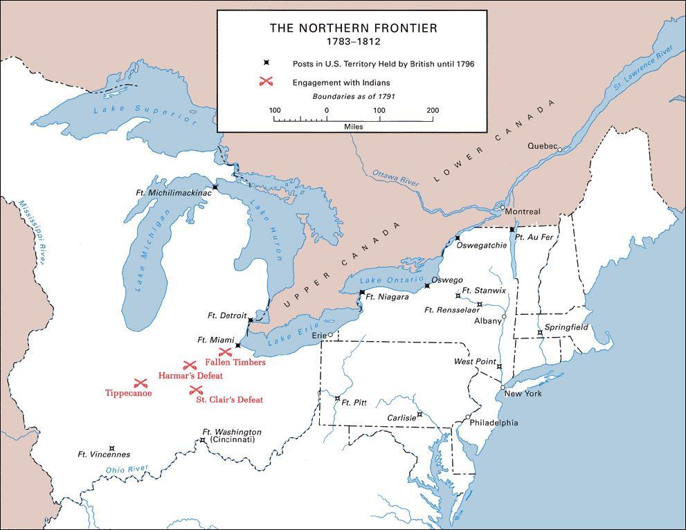 DOMESTIC AFFAIRS: NORTHWEST TERRITORY Colonists wanted to settle in land ceded by British after Revolution Continued feelings from Proclamation of 1763 British signed over lands held by Native