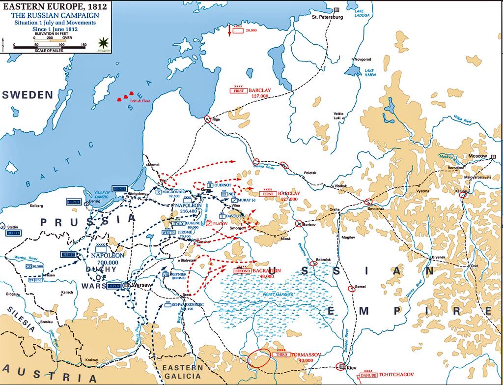 24-25 June: Grande Armée crosses Niemen river,