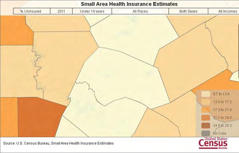 4% Burnet County Williamson County Travis County Bell County Bastrop County Milam County Lee County Uninsured People, Under 19 Years Old: Williamson County 10.