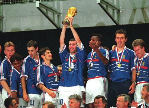 History Zinedine Zidane, French soccer star of Les Bleus, celebrates France s 1998 World Cup victory with his teammates.