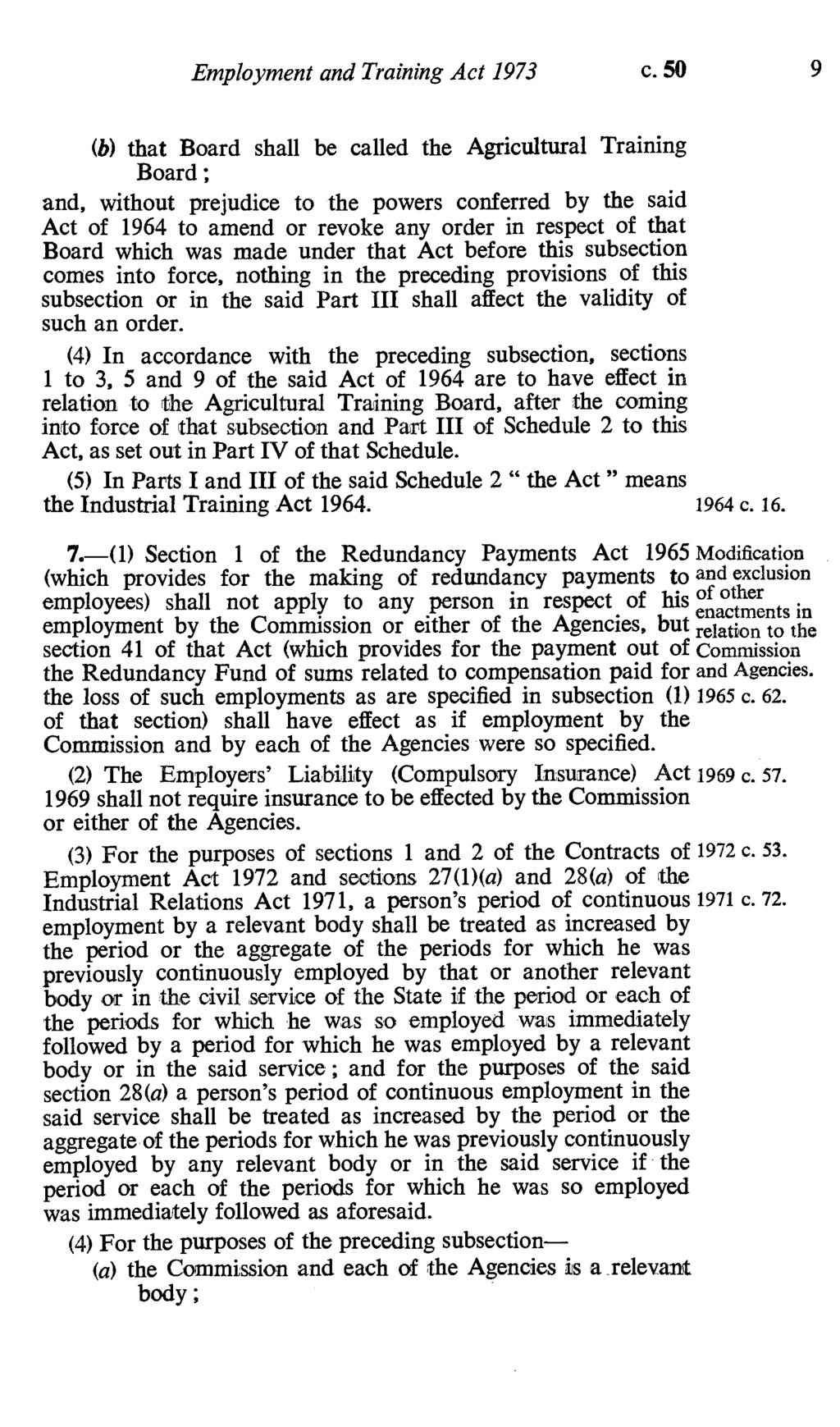 Employment and Training Act 1973 c.