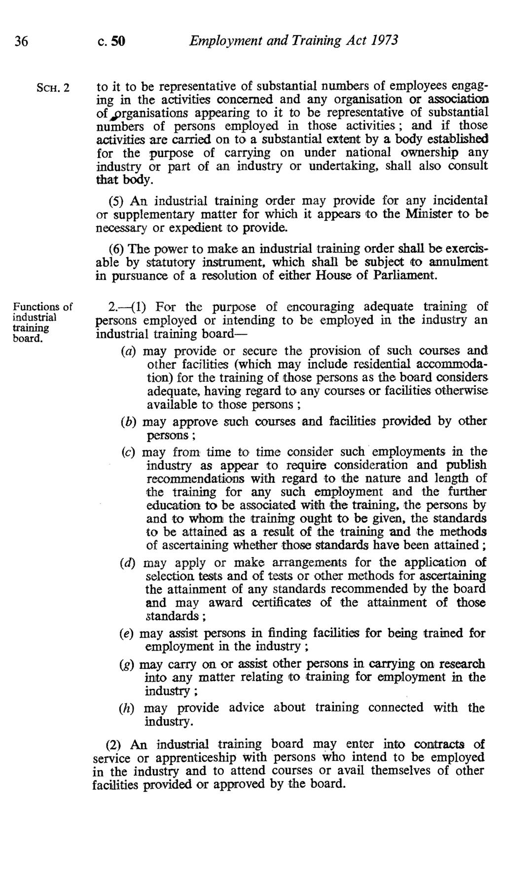 36 c. 50 Employment and Training Act 1973 ScH. 2 Functions of industrial training board.