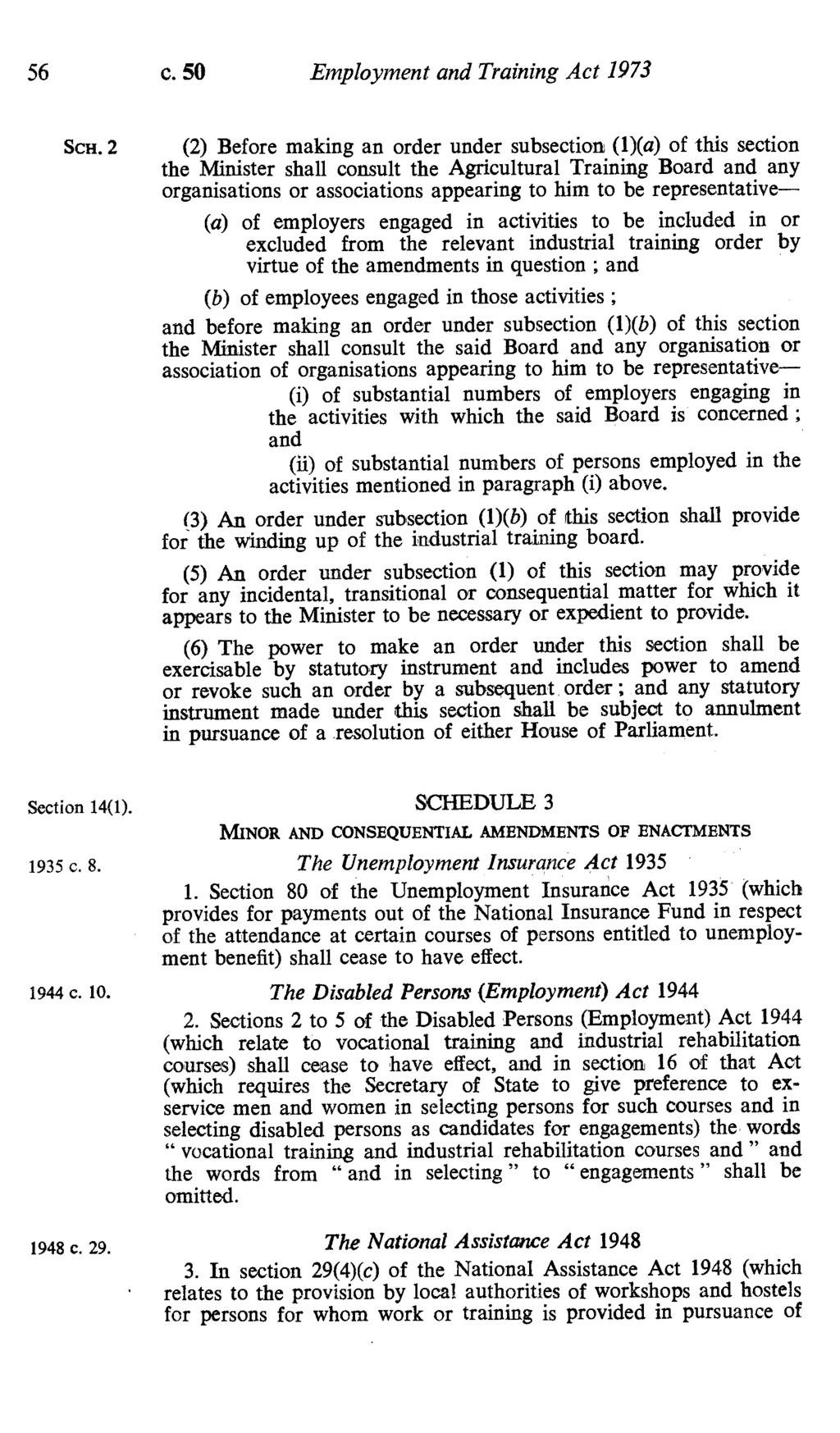 56 c. 50 Employment and Training Act 1973 ScH.