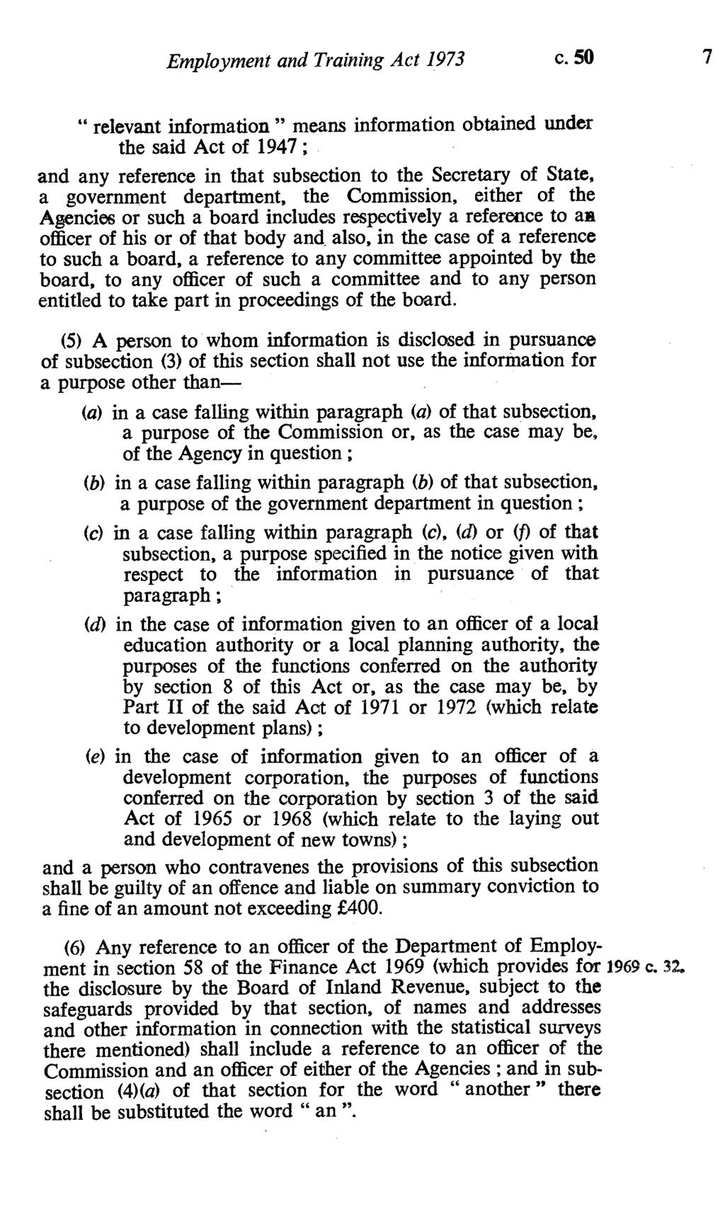 Employment and Training Act 1973 c.