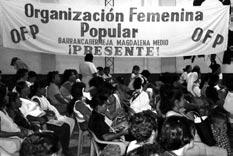 A meeting of the Organización Feminina Popular (OFP). Space in which to operate for this civil society organization and others has been threatened by the conflict and the government s response.