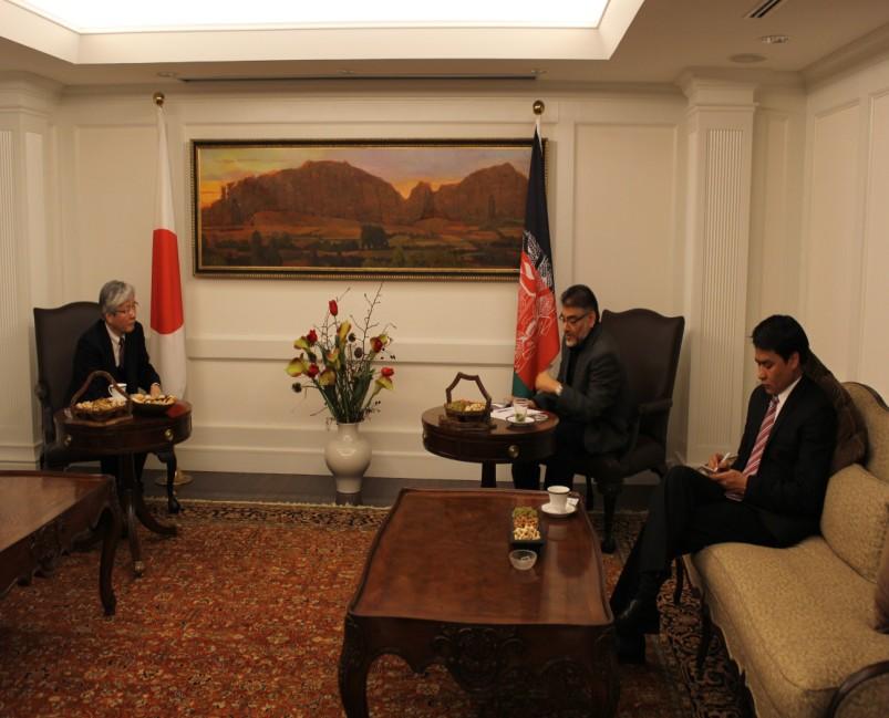 Tadamichi Yamamoto, to the Embassy. The latest developments of Afghanistan s political progress and other issues of mutual interest were discussed.